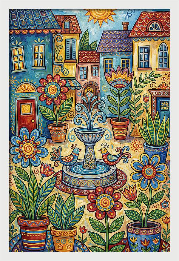 Colorful Courtyard Scene