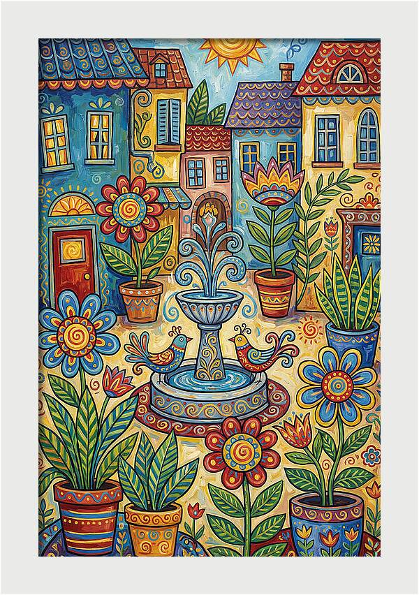 Colorful Courtyard Scene