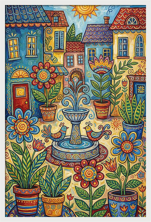 Colorful Courtyard Scene