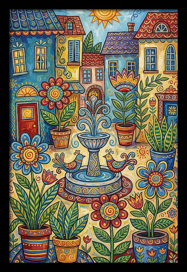 Colorful Courtyard Scene