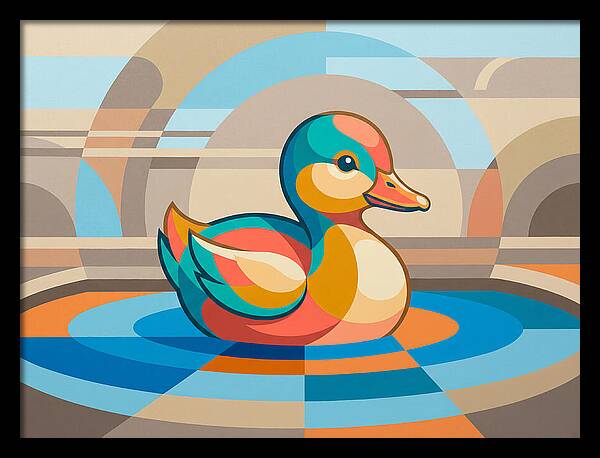Colorful Duckling In Abstract Style