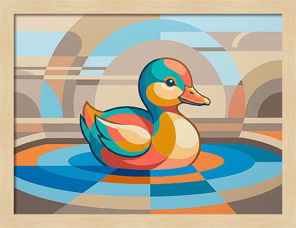 Colorful Duckling In Abstract Style