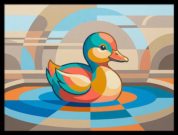 Colorful Duckling In Abstract Style