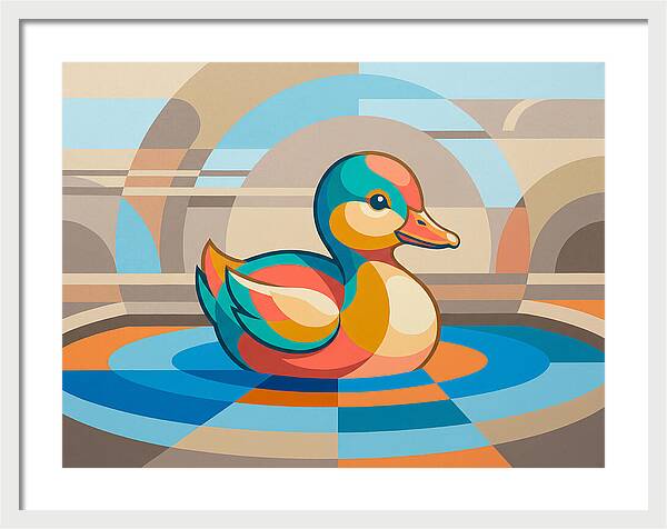 Colorful Duckling In Abstract Style