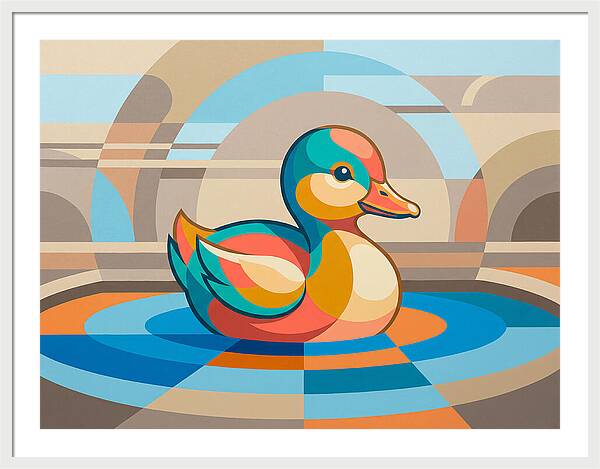 Colorful Duckling In Abstract Style