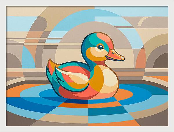 Colorful Duckling In Abstract Style