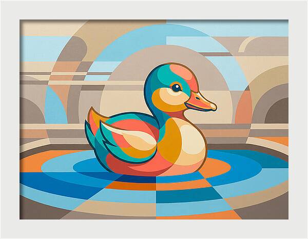Colorful Duckling In Abstract Style