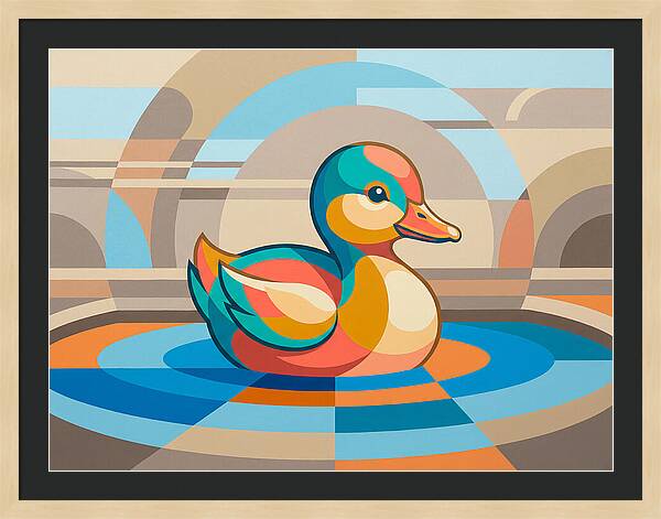 Colorful Duckling In Abstract Style