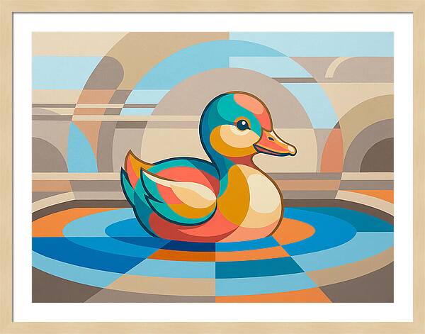 Colorful Duckling In Abstract Style