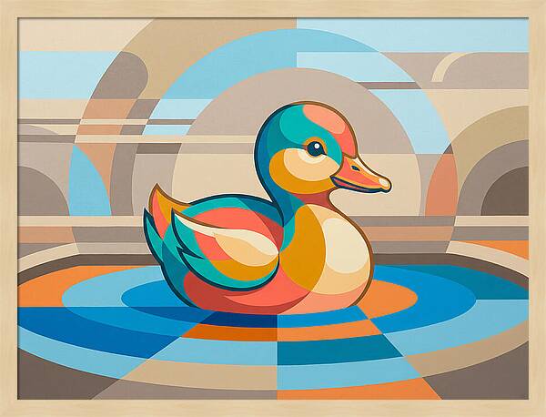 Colorful Duckling In Abstract Style