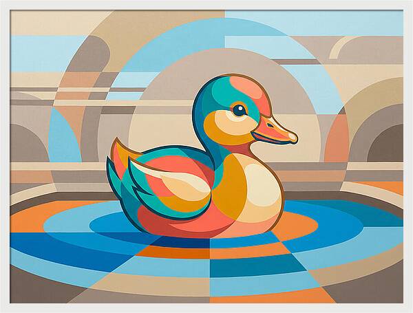 Colorful Duckling In Abstract Style