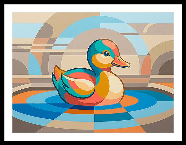 Colorful Duckling In Abstract Style