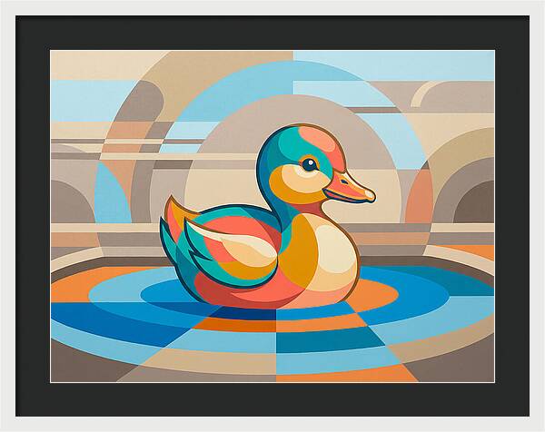 Colorful Duckling In Abstract Style