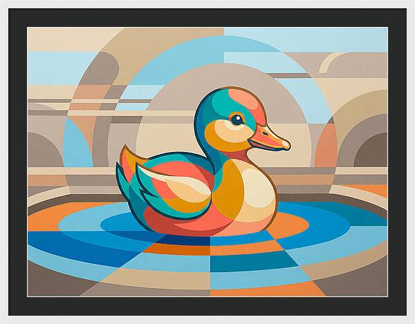Colorful Duckling In Abstract Style