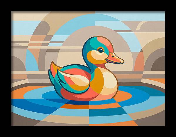 Colorful Duckling In Abstract Style
