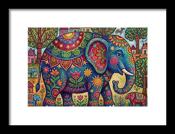 Colorful Elephant In A Whimsical Landscape