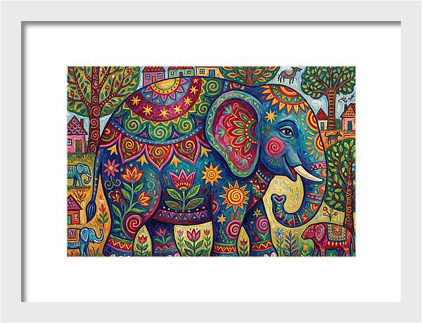 Colorful Elephant In A Whimsical Landscape