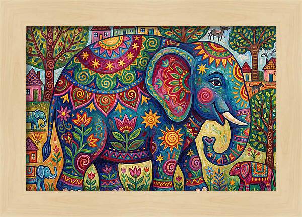 Colorful Elephant In A Whimsical Landscape