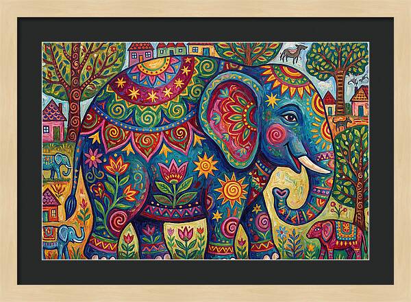 Colorful Elephant In A Whimsical Landscape