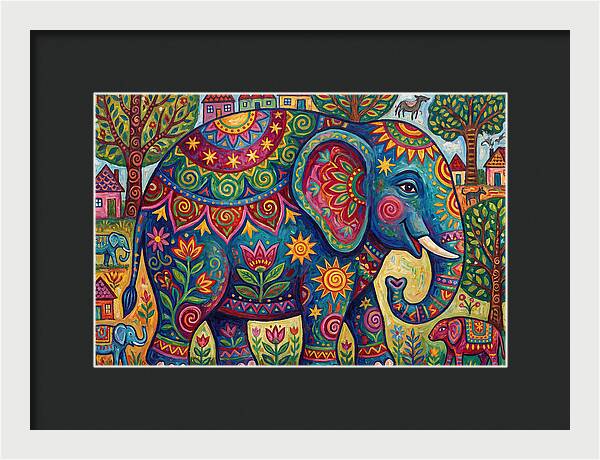 Colorful Elephant In A Whimsical Landscape