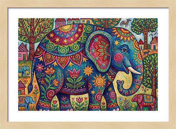 Colorful Elephant In A Whimsical Landscape