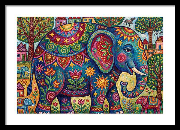 Colorful Elephant In A Whimsical Landscape