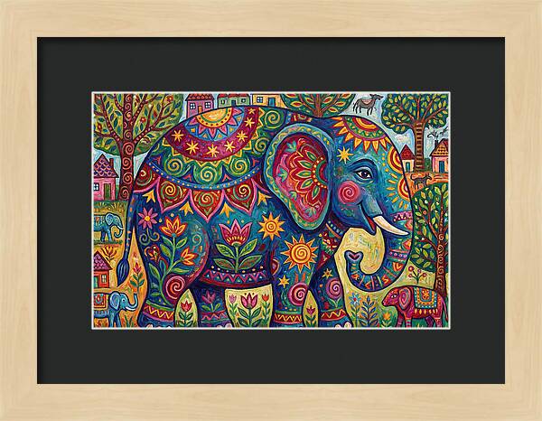 Colorful Elephant In A Whimsical Landscape