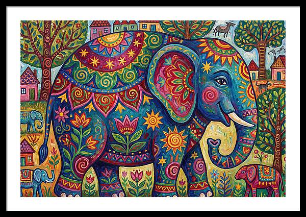 Colorful Elephant In A Whimsical Landscape