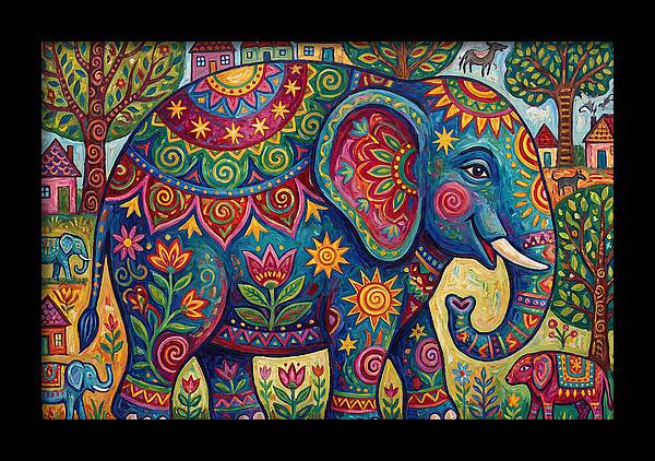 Colorful Elephant In A Whimsical Landscape