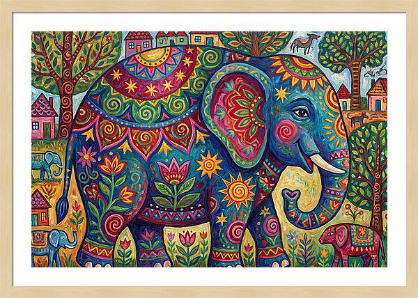 Colorful Elephant In A Whimsical Landscape