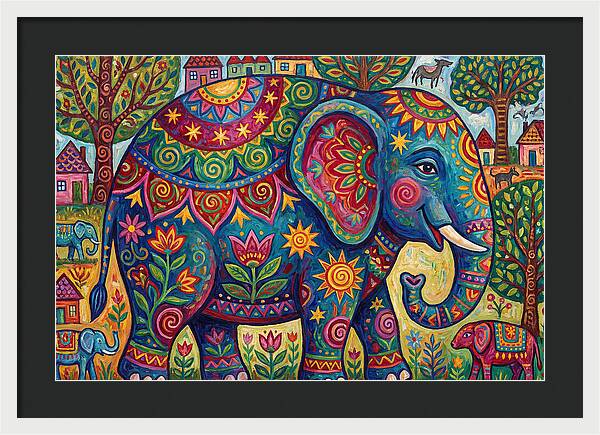 Colorful Elephant In A Whimsical Landscape