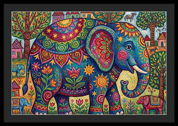 Colorful Elephant In A Whimsical Landscape