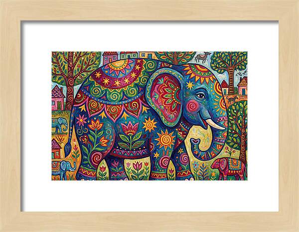Colorful Elephant In A Whimsical Landscape