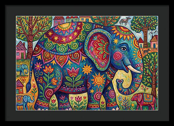 Colorful Elephant In A Whimsical Landscape