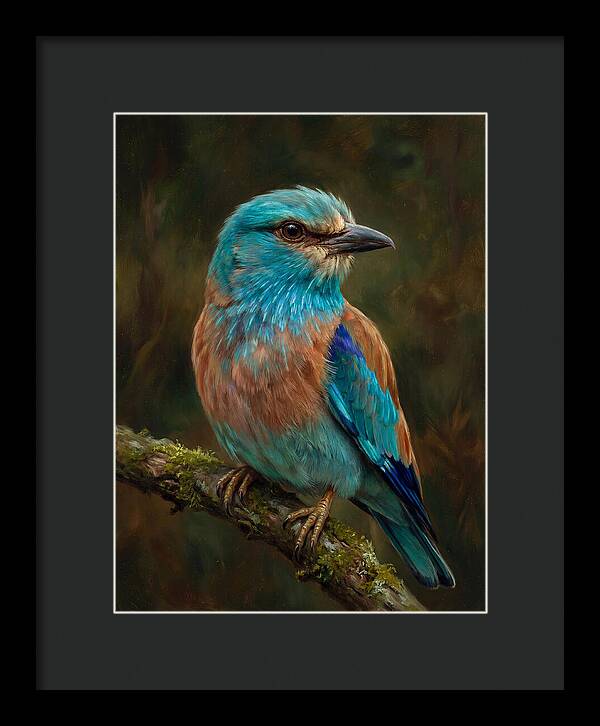 Colorful European Roller Perched On Branch