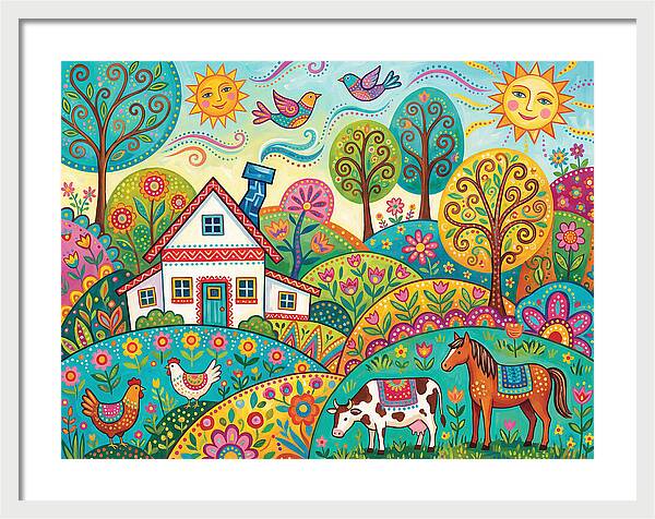 Colorful Farmhouse Landscape