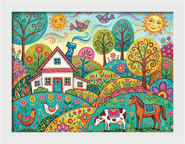Colorful Farmhouse Landscape
