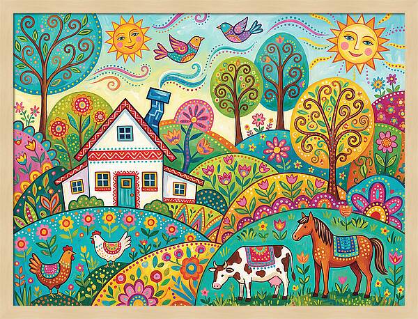 Colorful Farmhouse Landscape