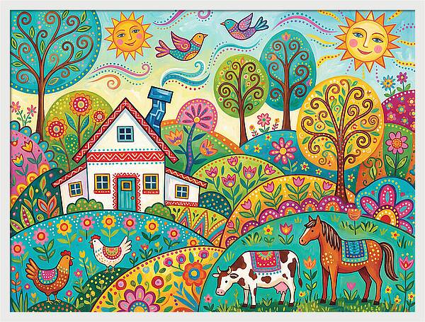 Colorful Farmhouse Landscape