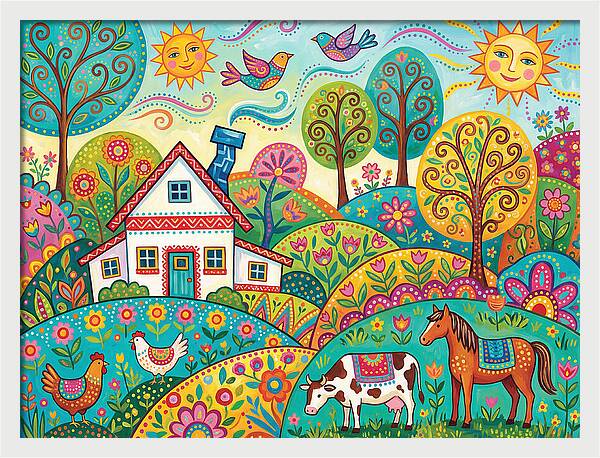 Colorful Farmhouse Landscape