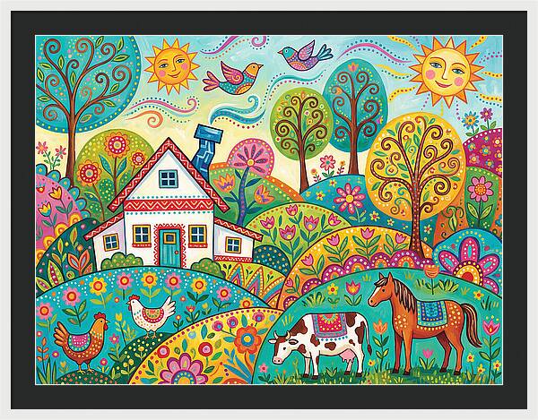 Colorful Farmhouse Landscape
