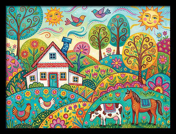 Colorful Farmhouse Landscape