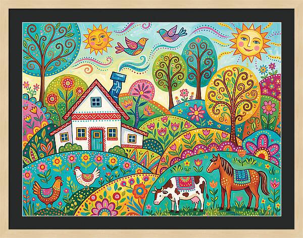Colorful Farmhouse Landscape