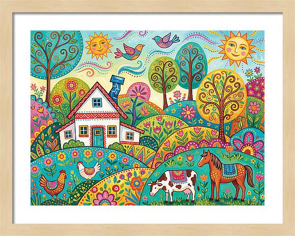 Colorful Farmhouse Landscape