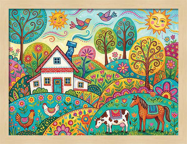 Colorful Farmhouse Landscape