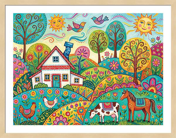 Colorful Farmhouse Landscape