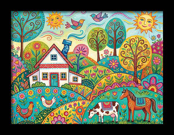 Colorful Farmhouse Landscape