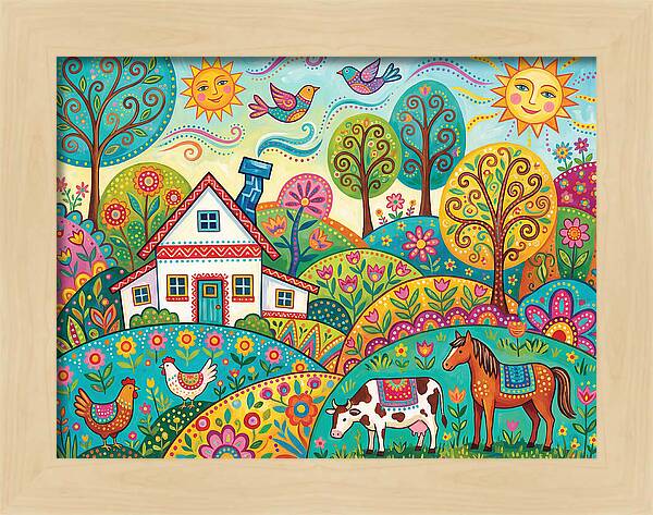 Colorful Farmhouse Landscape