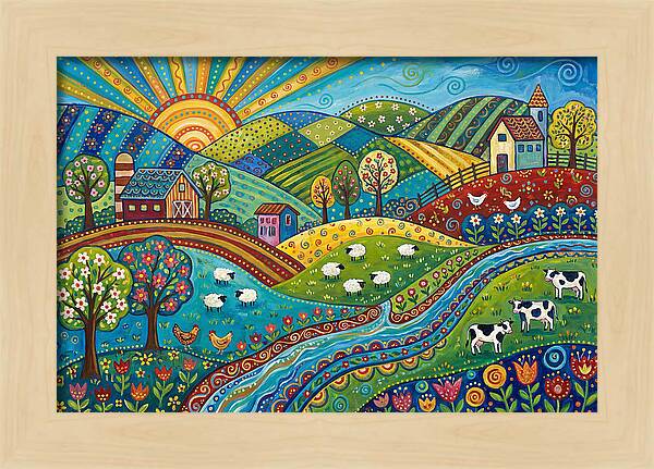 Colorful Farmland Landscape
