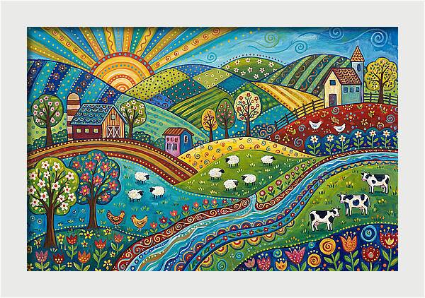 Colorful Farmland Landscape